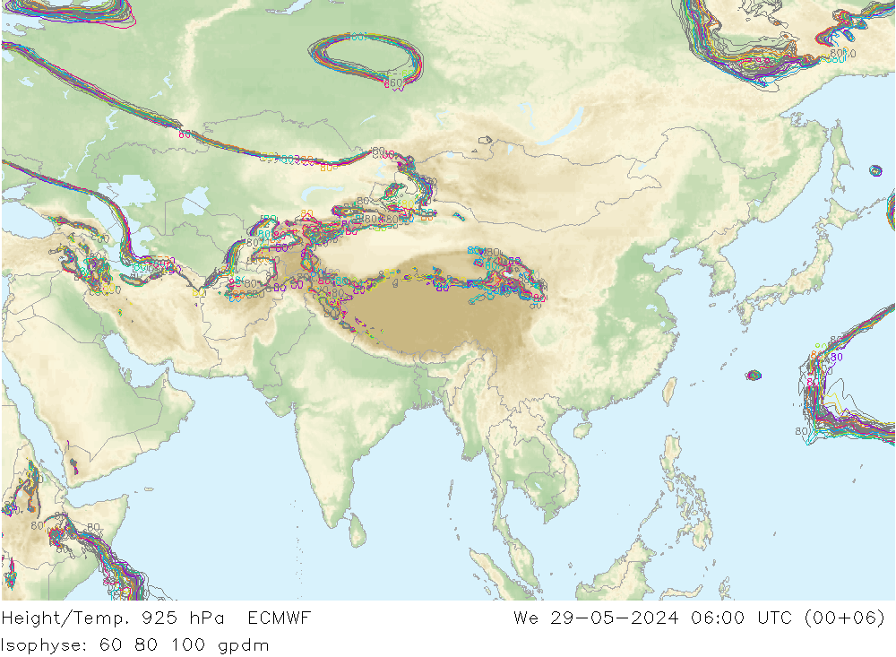 Height/Temp. 925 hPa ECMWF We 29.05.2024 06 UTC