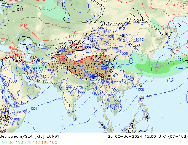 Polarjet/Bodendruck ECMWF So 02.06.2024 12 UTC