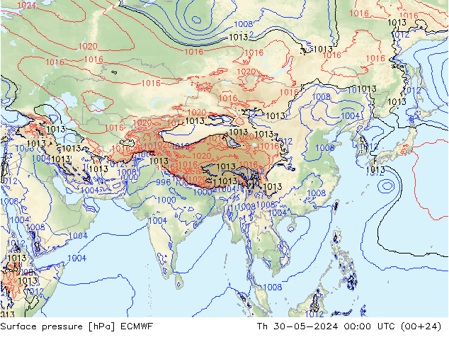 Surface pressure ECMWF Th 30.05.2024 00 UTC