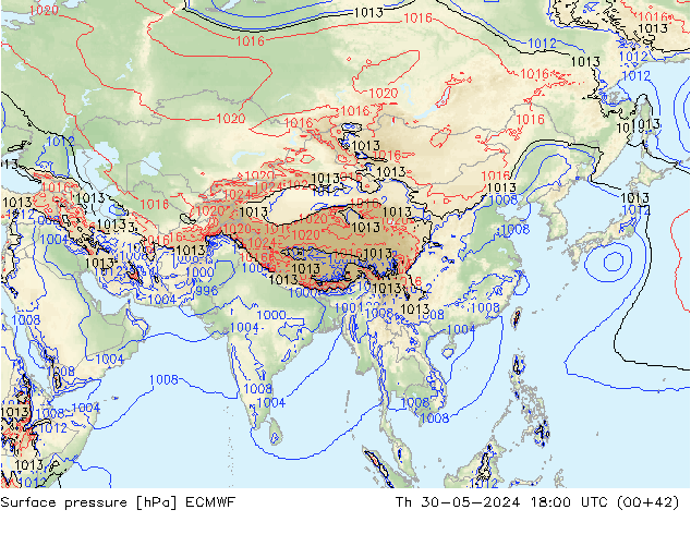 Surface pressure ECMWF Th 30.05.2024 18 UTC