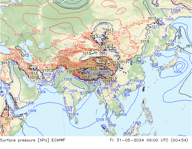 Luchtdruk (Grond) ECMWF vr 31.05.2024 06 UTC