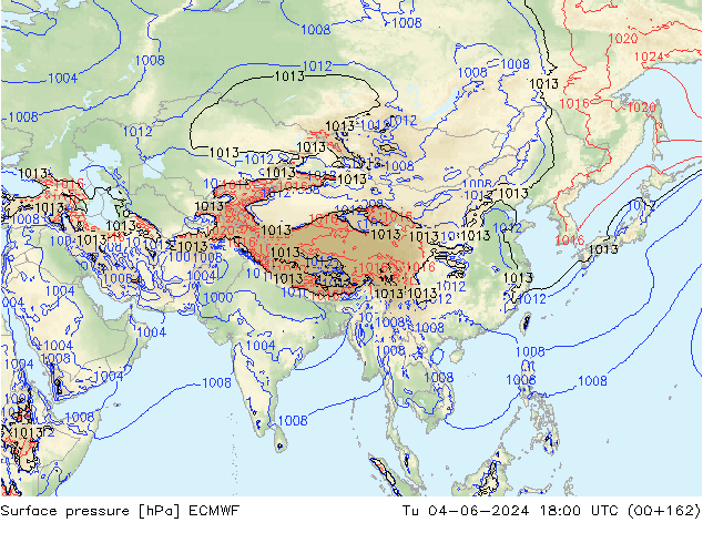 Pressione al suolo ECMWF mar 04.06.2024 18 UTC