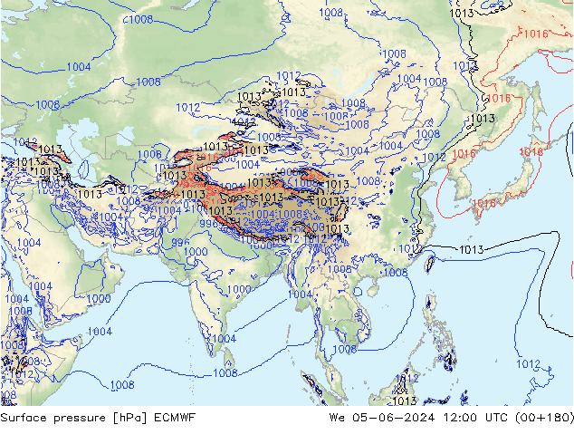 Surface pressure ECMWF We 05.06.2024 12 UTC