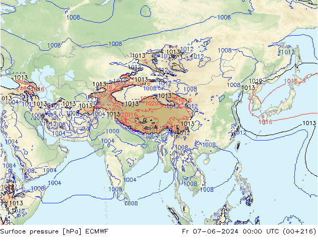 Luchtdruk (Grond) ECMWF vr 07.06.2024 00 UTC