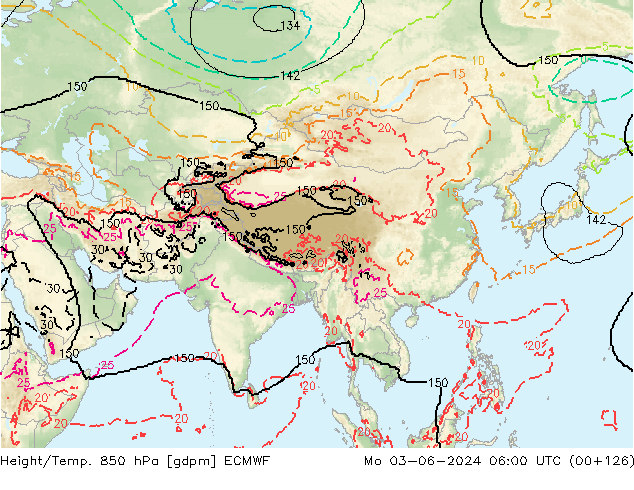 Hoogte/Temp. 850 hPa ECMWF ma 03.06.2024 06 UTC