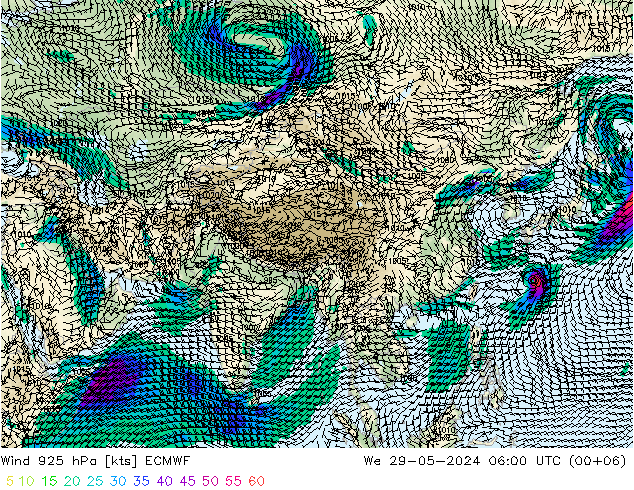 Wind 925 hPa ECMWF St 29.05.2024 06 UTC