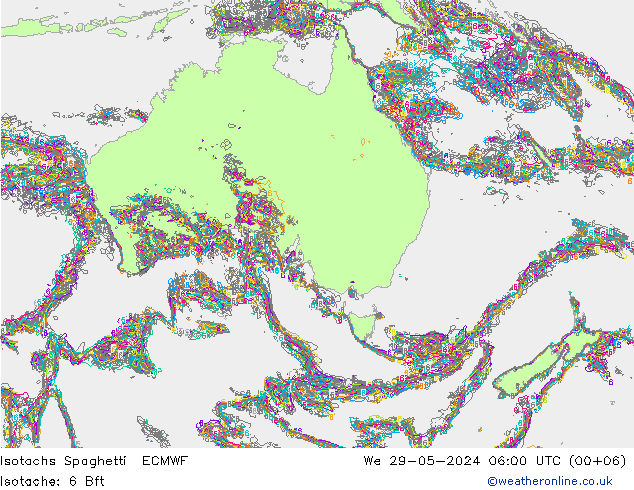 Isotachs Spaghetti ECMWF Qua 29.05.2024 06 UTC