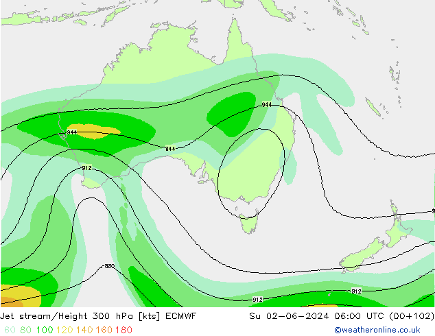 Jet stream/Height 300 hPa ECMWF Su 02.06.2024 06 UTC