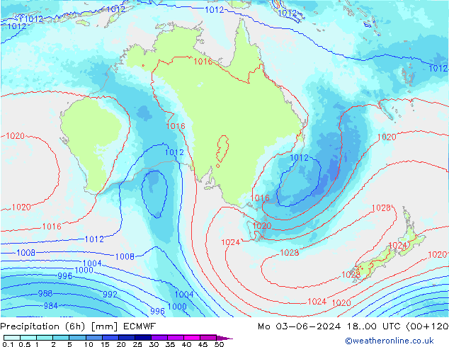 осадки (6h) ECMWF пн 03.06.2024 00 UTC