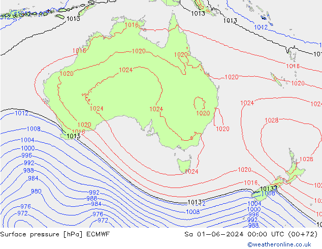 pressão do solo ECMWF Sáb 01.06.2024 00 UTC