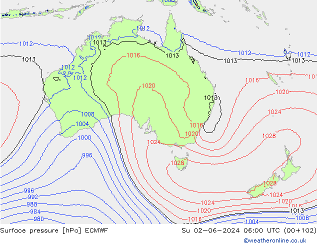 Bodendruck ECMWF So 02.06.2024 06 UTC