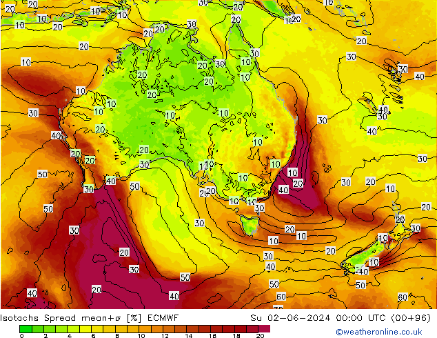 Isotaca Spread ECMWF dom 02.06.2024 00 UTC