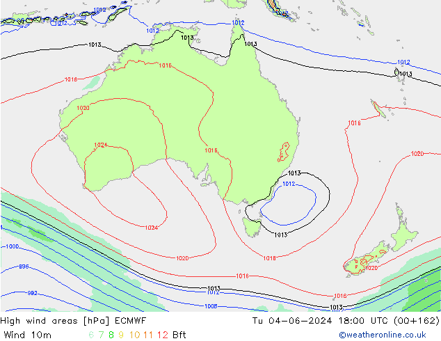 High wind areas ECMWF Tu 04.06.2024 18 UTC