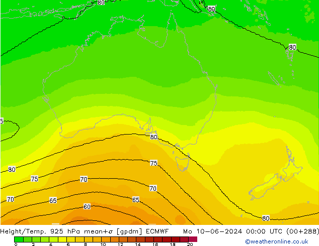 Height/Temp. 925 гПа ECMWF пн 10.06.2024 00 UTC