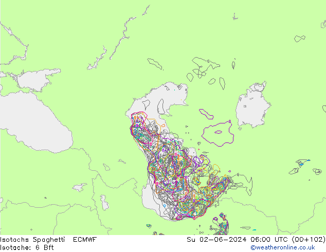 Izotacha Spaghetti ECMWF nie. 02.06.2024 06 UTC