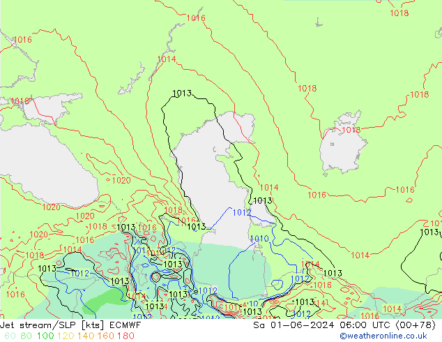 Straalstroom/SLP ECMWF za 01.06.2024 06 UTC