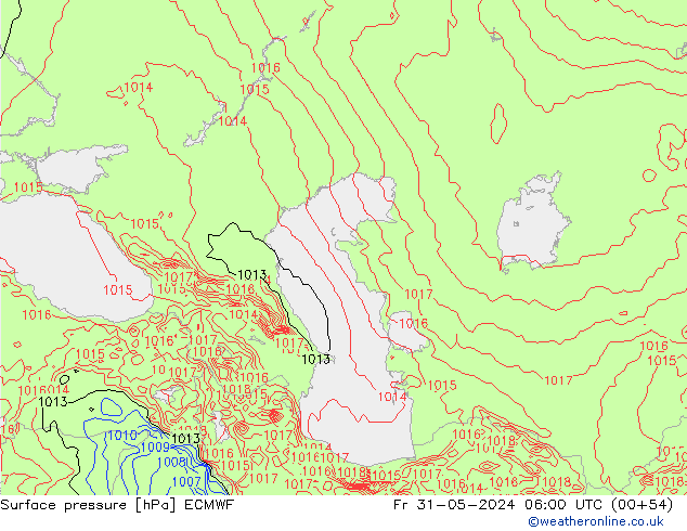 pressão do solo ECMWF Sex 31.05.2024 06 UTC