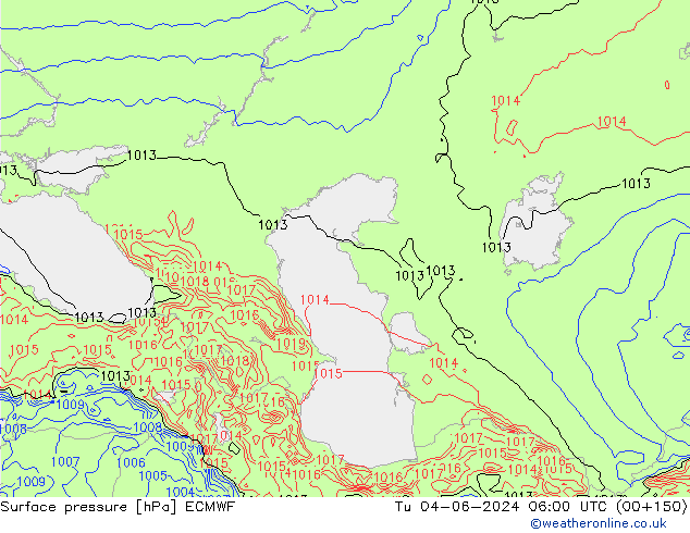 Luchtdruk (Grond) ECMWF di 04.06.2024 06 UTC