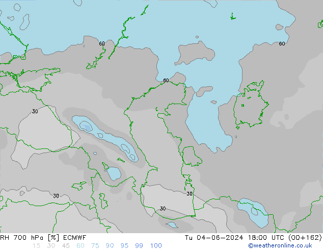 RH 700 hPa ECMWF Ter 04.06.2024 18 UTC