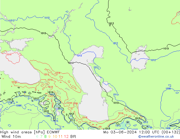 High wind areas ECMWF  03.06.2024 12 UTC