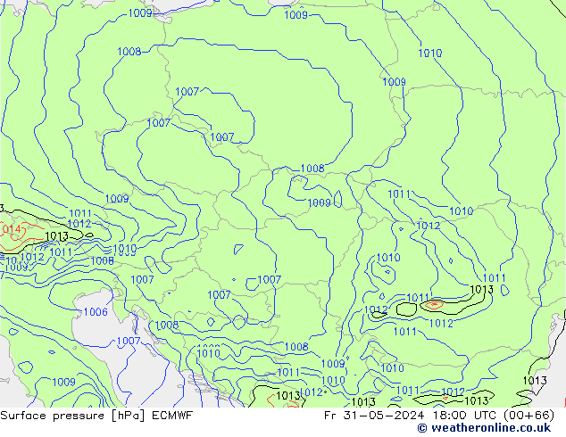 Atmosférický tlak ECMWF Pá 31.05.2024 18 UTC