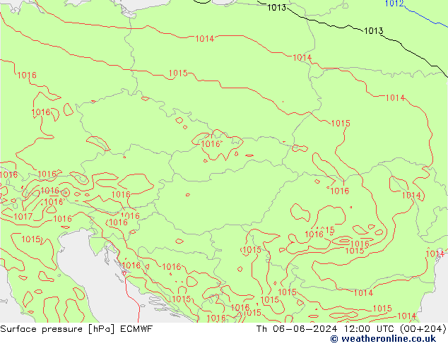 Surface pressure ECMWF Th 06.06.2024 12 UTC