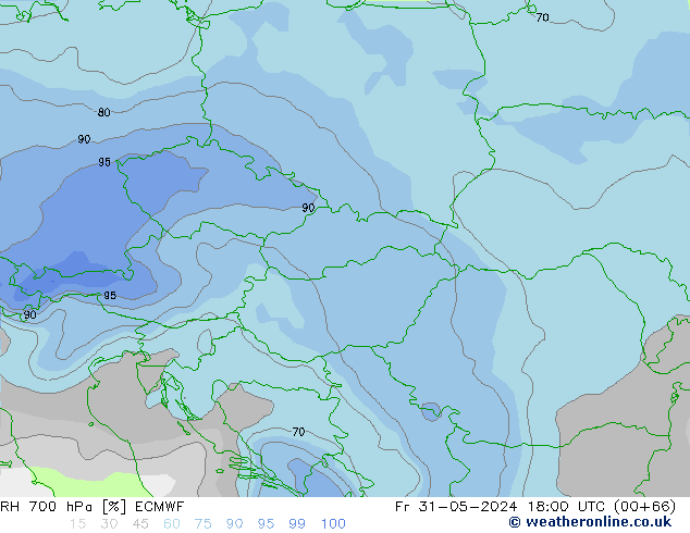 RH 700 hPa ECMWF ven 31.05.2024 18 UTC