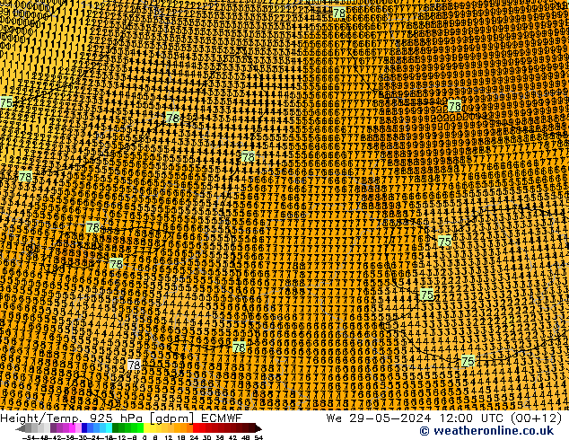 Yükseklik/Sıc. 925 hPa ECMWF Çar 29.05.2024 12 UTC