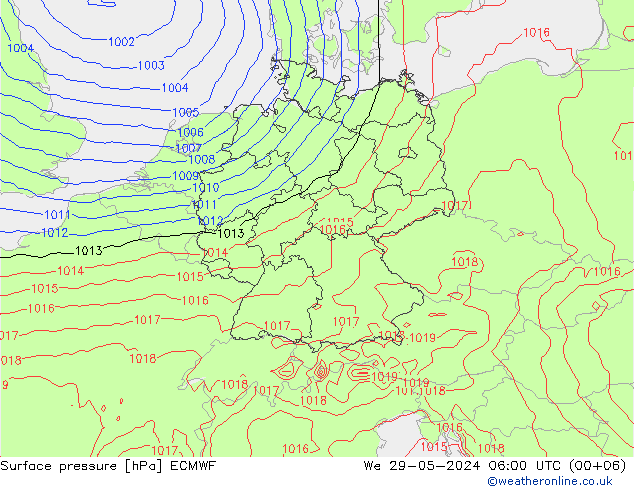 Bodendruck ECMWF Mi 29.05.2024 06 UTC