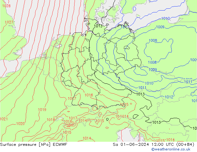 Pressione al suolo ECMWF sab 01.06.2024 12 UTC