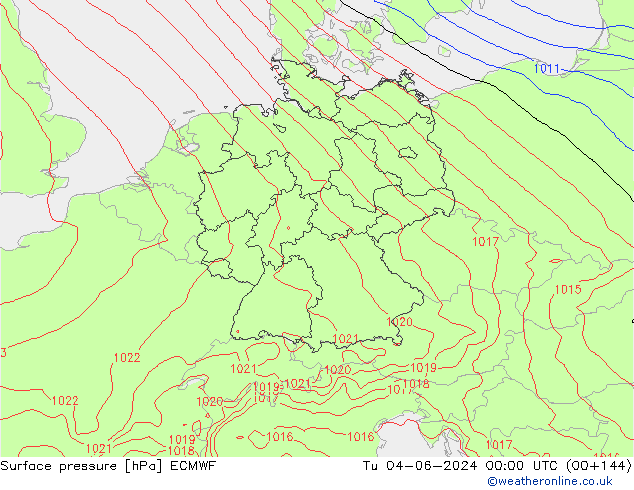 Pressione al suolo ECMWF mar 04.06.2024 00 UTC