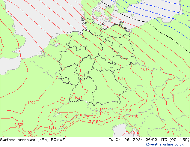 地面气压 ECMWF 星期二 04.06.2024 06 UTC