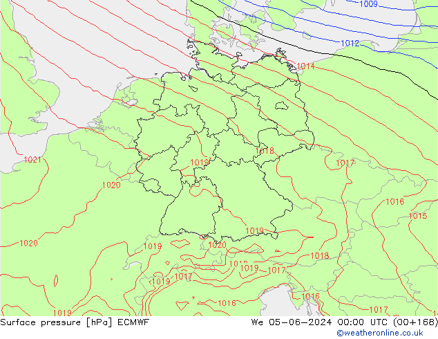 Pressione al suolo ECMWF mer 05.06.2024 00 UTC