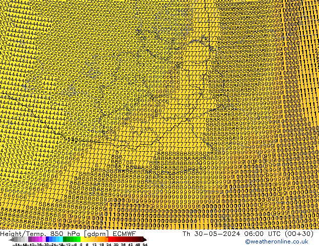 Géop./Temp. 850 hPa ECMWF jeu 30.05.2024 06 UTC