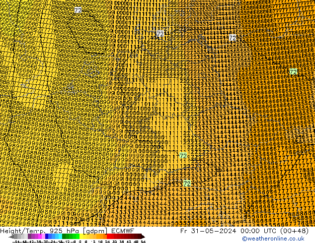 Height/Temp. 925 гПа ECMWF пт 31.05.2024 00 UTC