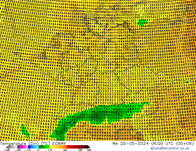 Temperature (2m) ECMWF We 29.05.2024 06 UTC