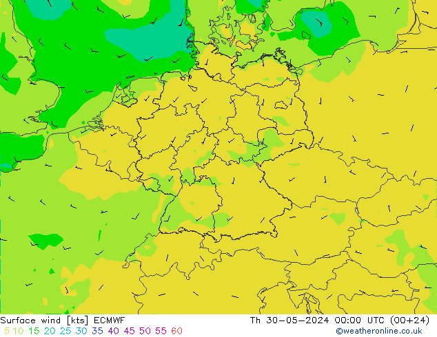 风 10 米 ECMWF 星期四 30.05.2024 00 UTC