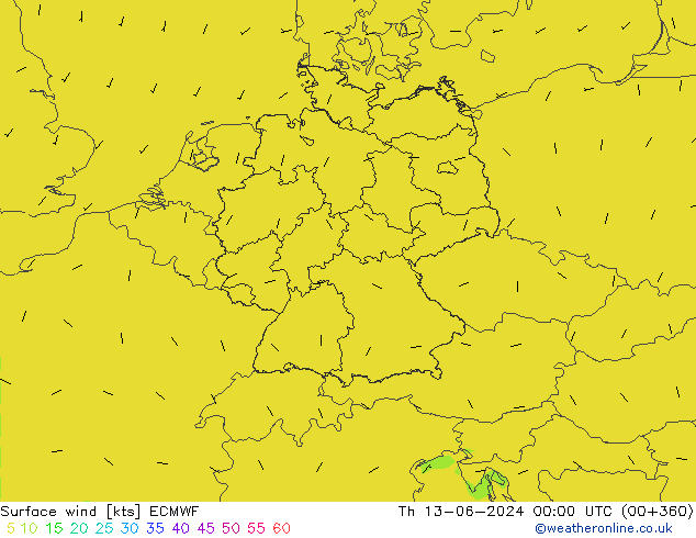 Rüzgar 10 m ECMWF Per 13.06.2024 00 UTC