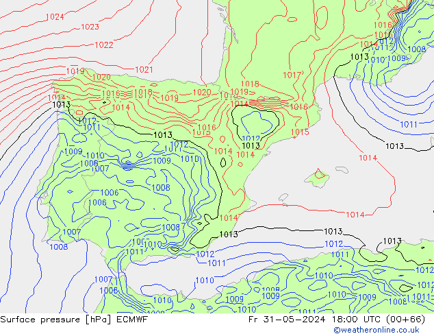 pression de l'air ECMWF ven 31.05.2024 18 UTC