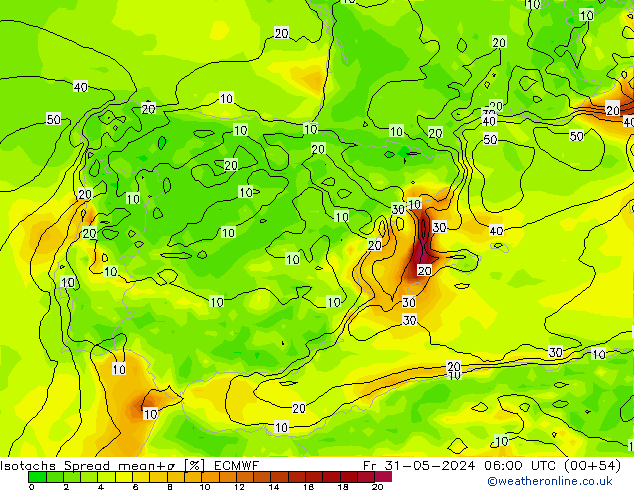 Eşrüzgar Hızları Spread ECMWF Cu 31.05.2024 06 UTC