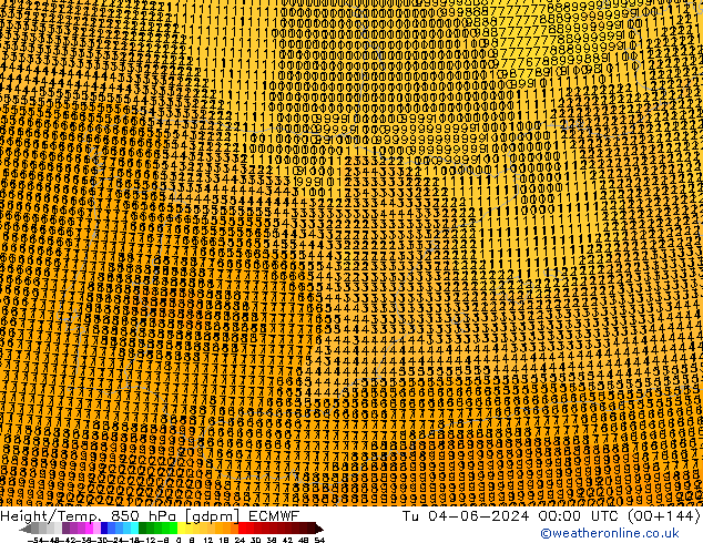 Height/Temp. 850 hPa ECMWF Tu 04.06.2024 00 UTC