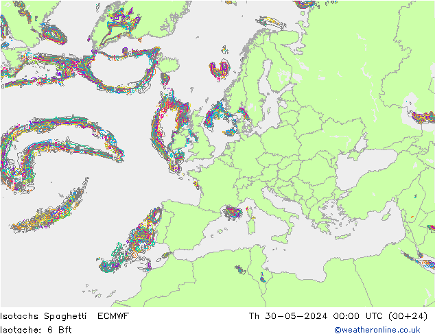 Isotachs Spaghetti ECMWF  30.05.2024 00 UTC