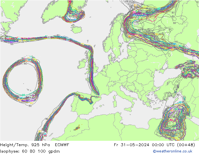 Height/Temp. 925 hPa ECMWF pt. 31.05.2024 00 UTC