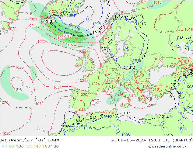 Corriente en chorro ECMWF dom 02.06.2024 12 UTC