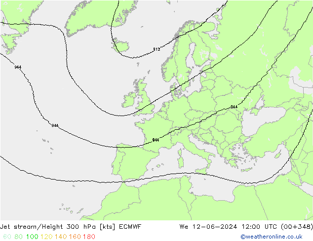 Jet stream/Height 300 hPa ECMWF We 12.06.2024 12 UTC