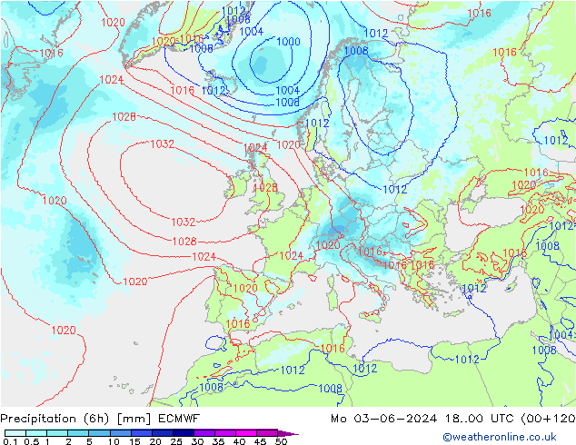 Yağış (6h) ECMWF Pzt 03.06.2024 00 UTC