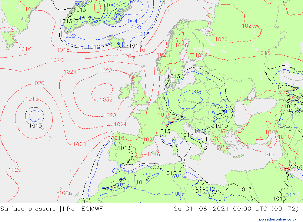 ciśnienie ECMWF so. 01.06.2024 00 UTC