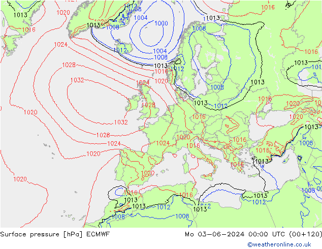 ciśnienie ECMWF pon. 03.06.2024 00 UTC