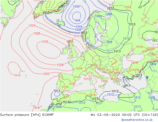 ciśnienie ECMWF pon. 03.06.2024 06 UTC