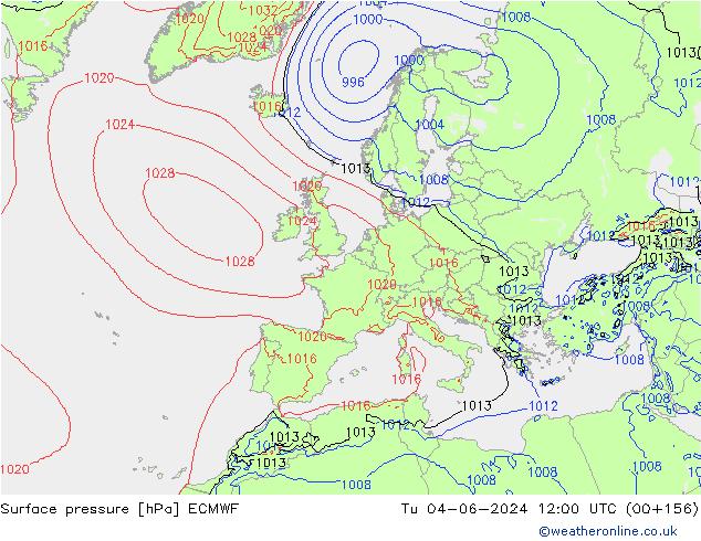 Pressione al suolo ECMWF mar 04.06.2024 12 UTC